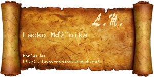 Lacko Mónika névjegykártya